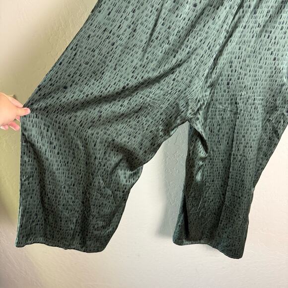 Eileen Fisher Green Nori Silk Dash Print Cropped Wide Leg Pant XL S9KWA-P3236P - Picture 8 of 16